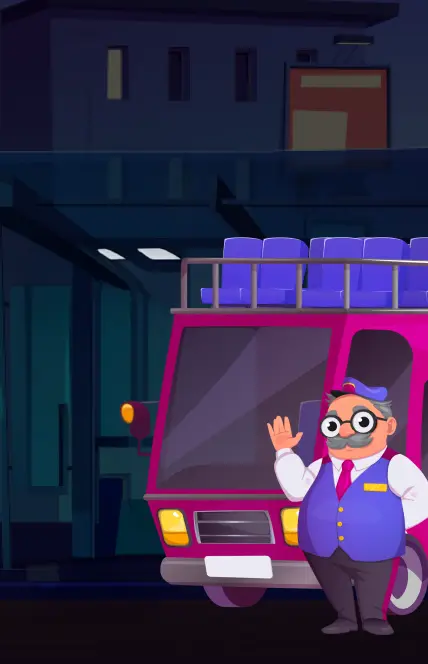 UPtours driver and bus