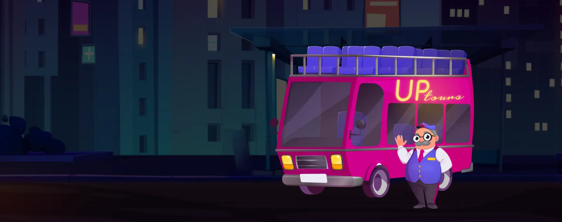 UPtours driver and bus